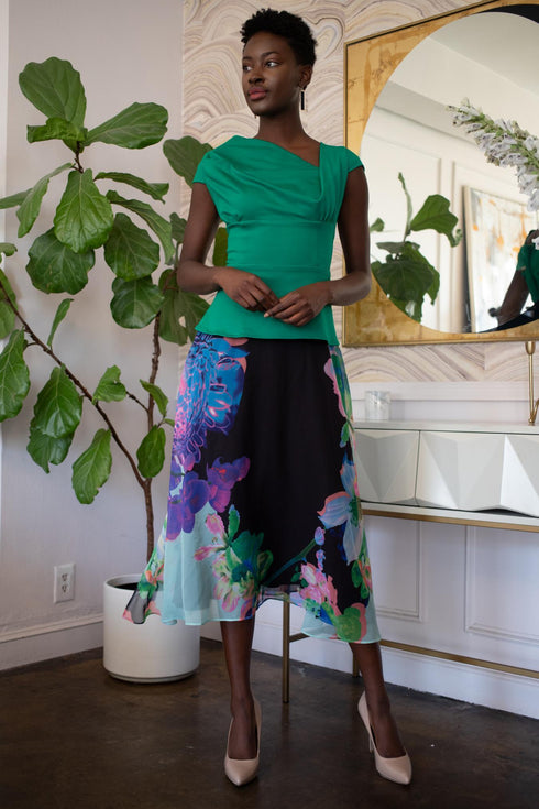Floral Midi Skirt - Orchid Bloom